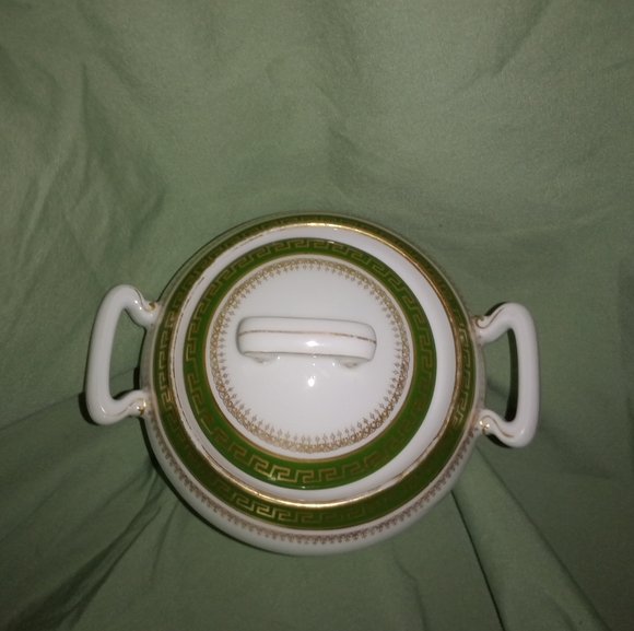 Antique Limoges Tressemanes Vogt France Gold Key Porcelaine Sugar Bowl With Lid - Picture 5 of 11